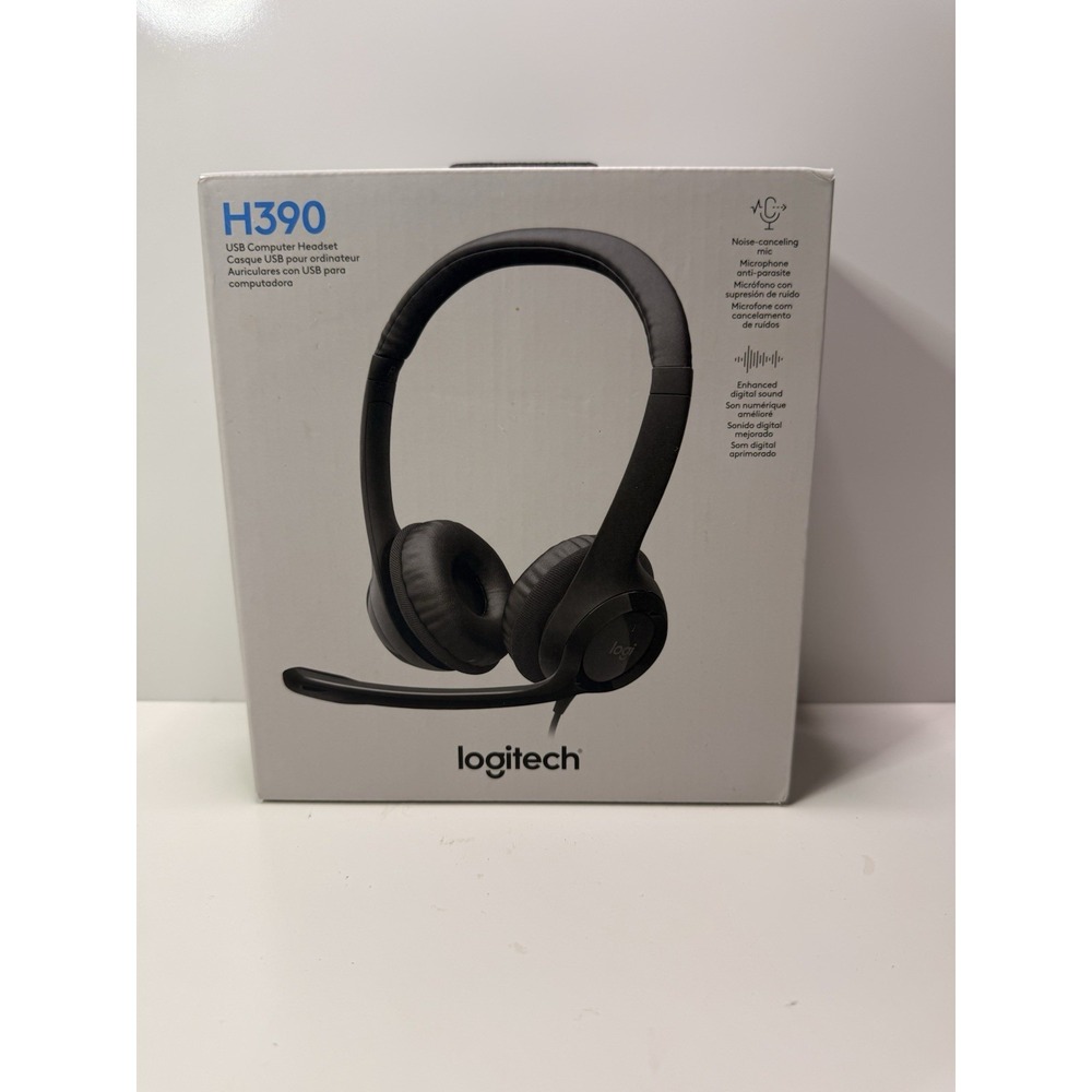 Logitech H390 USB‎ Headset – New Sealed – Noise Cancelling Mic – Black (A1)